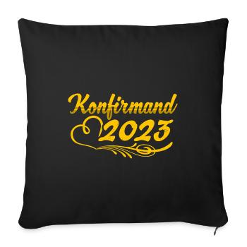 Konfirmation 2023 Konfirmand - Sofakissenbezug 45 x 45 cm - Schwarz - Vorne