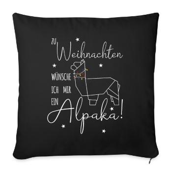 Zu Weihnachten wünsche ich mir ein Alpaka - Sofakissenbezug 45 x 45 cm - Schwarz - Vorne