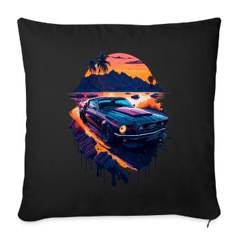 Voiture de sport classique - Housse de coussin décorative 45 x 45 cm - noir - Devant