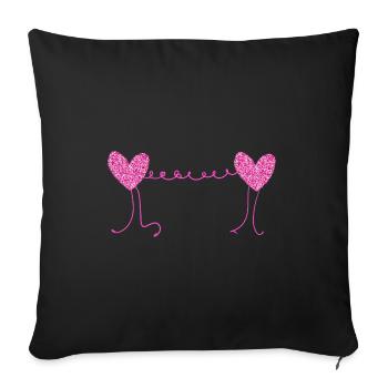 hearts pink glitter pattern - Sofa pillowcase 17,3'' x 17,3'' (45 x 45 cm) - black - Front