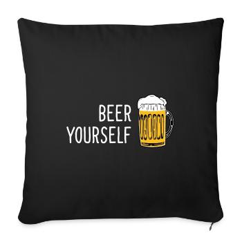 Beer Yourself Amateurs de bière Dictons Minimaliste - Housse de coussin décorative 45 x 45 cm - noir - Devant