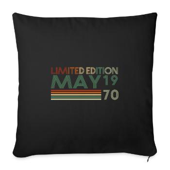 53ème anniversaire mai millésime 1970 millésime - Housse de coussin décorative 45 x 45 cm - noir - Devant