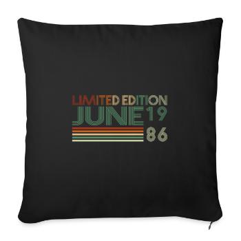 37th Birthday June Vintage 1986 Vintage - Sofa pillowcase 17,3'' x 17,3'' (45 x 45 cm) - black - Front