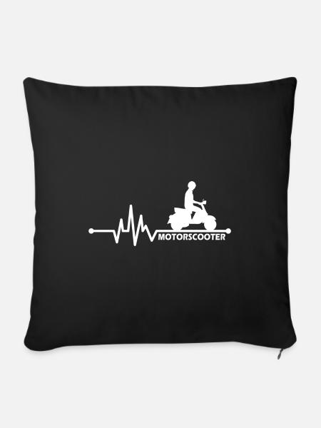 Motorroller Rollerfahrer - Herzschlag - Sofakissenbezug 45 x 45 cm - Schwarz