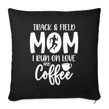 Maman athlétisme courant avec du café et de l’amour - Housse de coussin décorative 45 x 45 cm - noir - Devant