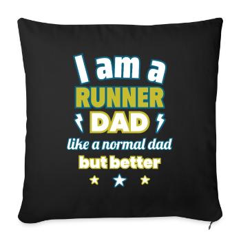 Papa RUNNER, Cadeau de fête des pères, Course à pied, Sports - Housse de coussin décorative 45 x 45 cm - noir - Devant