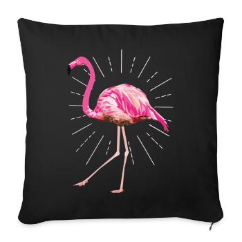 Flamingo poly rays pink summer pink bird - Sofa pillowcase 17,3'' x 17,3'' (45 x 45 cm) - black - Front