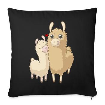 famille alpagas douce - Housse de coussin décorative 45 x 45 cm - noir - Devant