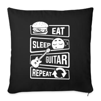 Eat Sleep Guitar Repeat - Gitarre Musik Instrument - Sofakissenbezug 45 x 45 cm - Schwarz - Vorne