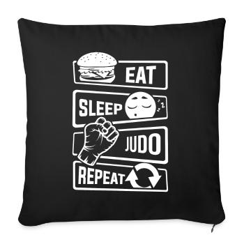 Eat Sleep Judo Repeat - martial arts defense - Sofa pillowcase 17,3'' x 17,3'' (45 x 45 cm) - black - Front