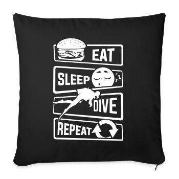 Eat Sleep Dive Repeat - Diver Diving Sea Lake - Sofa pillowcase 17,3'' x 17,3'' (45 x 45 cm) - black - Front