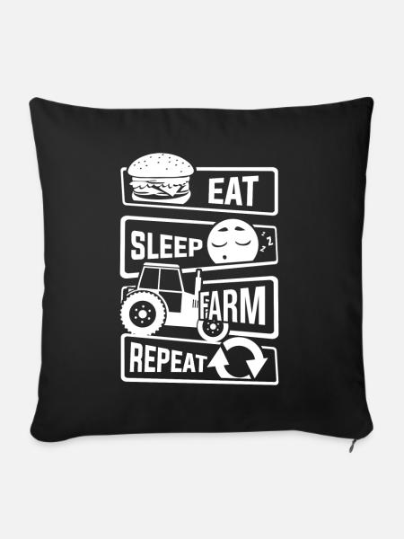 Eat Sleep Farm Repeat - Farmer Farmer Farm - Sofa pillowcase 17,3'' x 17,3'' (45 x 45 cm) - black