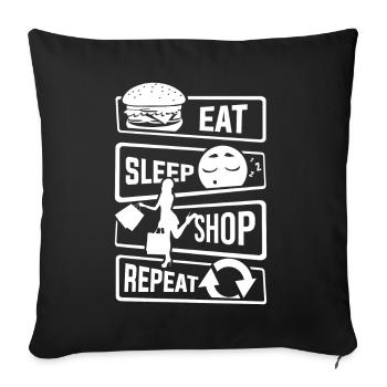 Mangez Sleep Shop Repeat - Achat de chaussures d'affaires - Housse de coussin décorative 45 x 45 cm - noir - Devant