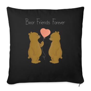 Bear Bear Friends BFF Meilleurs amis Forever Heart - Housse de coussin décorative 45 x 45 cm - noir - Devant