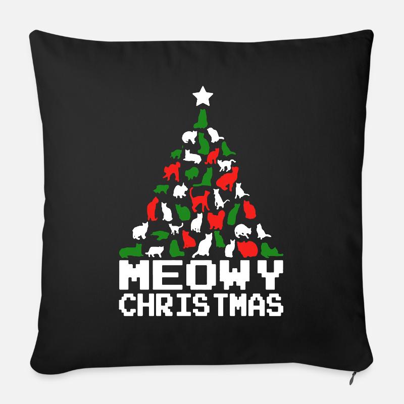 Chat arbre de Noël pull laid - Housse de coussin décorative 45 x 45 cm - noir