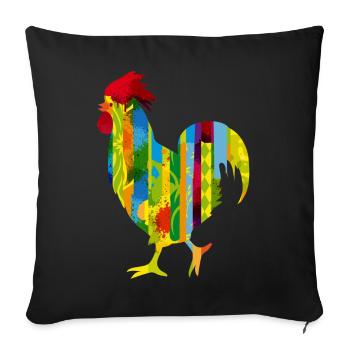 Un coq coloré - Housse de coussin décorative 45 x 45 cm - noir - Devant