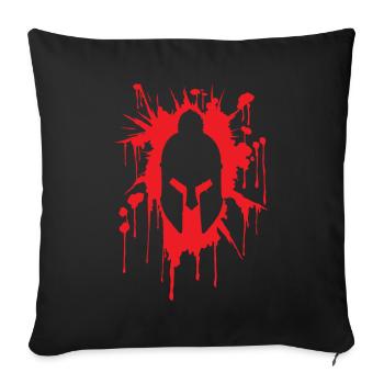 Casque spartiate en taches de sang | Entraînement de guerrier - Housse de coussin décorative 45 x 45 cm - noir - Devant