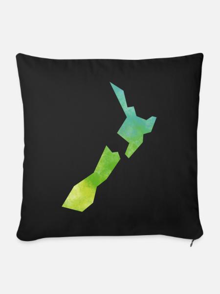 Karte Neuseeland - Sofakissenbezug 45 x 45 cm - Schwarz