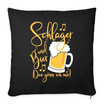 Schlager und Bier Das gönn ich mir Festival Party - Sofakissenbezug 45 x 45 cm - Schwarz - Vorne