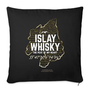 Whisky Islay Peat of my Heart Gold Look Design - Sofakissenbezug 45 x 45 cm - Schwarz - Vorne