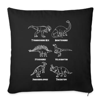 Dinosaur varieties - Sofa pillowcase 17,3'' x 17,3'' (45 x 45 cm) - black - Front