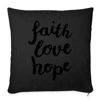 faith love hope - Housse de coussin décorative 45 x 45 cm - noir - Devant