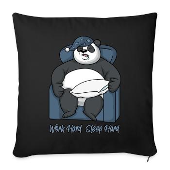 Panda Drôles Dictons Travailler dur Dormir dur - Housse de coussin décorative 45 x 45 cm - noir - Devant