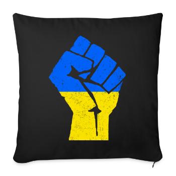 STAND WITH UKRAINE | Fist in Ukrainian colors - Sofa pillowcase 17,3'' x 17,3'' (45 x 45 cm) - black - Front