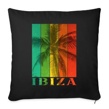 Ibiza Espagne Été Soleil Plage Mer Palmiers - Housse de coussin décorative 45 x 45 cm - noir - Devant