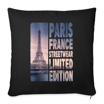 Paris France Ville Skyline Accueil Amour - Housse de coussin décorative 45 x 45 cm - noir - Devant