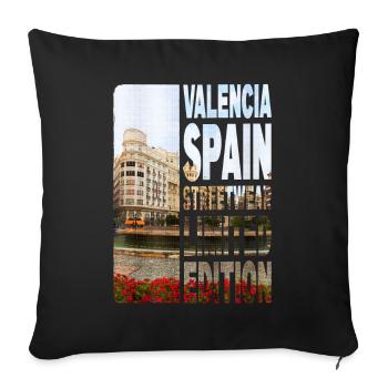 Valencia Spain City Skyline Home Love - Sofa pillowcase 17,3'' x 17,3'' (45 x 45 cm) - black - Front