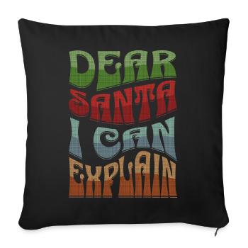 Cher Père Noël, je peux expliquer la citation de Noël - Housse de coussin décorative 45 x 45 cm - noir - Devant