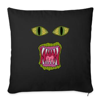 Visage de monstre #1 - Housse de coussin décorative 45 x 45 cm - noir - Devant