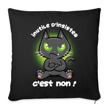 Chat têtu - Housse de coussin décorative 45 x 45 cm - noir - Devant