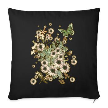 Blossoms over blossoms - Flowers Flora Butterfly - Sofa pillowcase 17,3'' x 17,3'' (45 x 45 cm) - black - Front