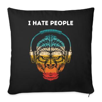 Gorilla Kopfhörer Regenbogen - Sofakissenbezug 45 x 45 cm - Schwarz - Vorne
