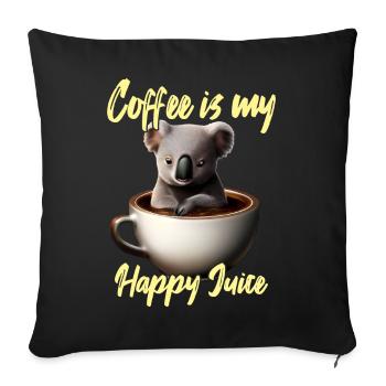 Gemütlicher Koala in der Kaffeetasse - Sofakissenbezug 45 x 45 cm - Schwarz - Vorne