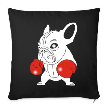 White dog boxer - Sofa pillowcase 17,3'' x 17,3'' (45 x 45 cm) - black - Front