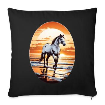 Horse on the beach - Sofa pillowcase 17,3'' x 17,3'' (45 x 45 cm) - black - Front