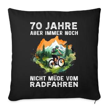 70 Geburtstag Radfahrer Bike Fahrradfahrer - Sofakissenbezug 45 x 45 cm - Schwarz - Vorne