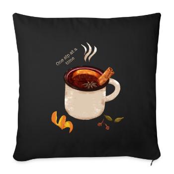Vin chaud épicé. Vin chaud. Vacances d’hiver - Housse de coussin décorative 45 x 45 cm - noir - Devant