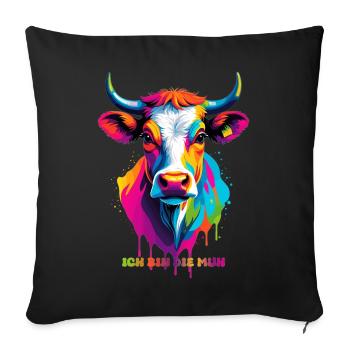 Vache colorée mignonne - Housse de coussin décorative 45 x 45 cm - noir - Devant