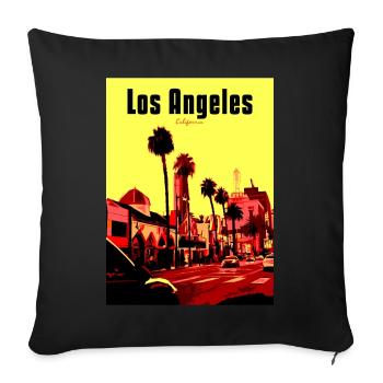 Scène de rue PopArt de Los Angeles - Housse de coussin décorative 45 x 45 cm - noir - Devant