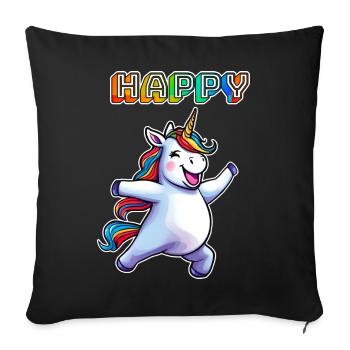 Tanzendes Einhorn Happy - Sofakissenbezug 45 x 45 cm - Schwarz - Vorne