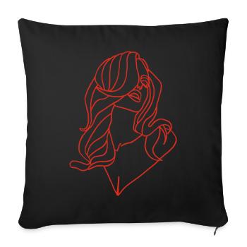 Portrait of a woman in red - Sofa pillowcase 17,3'' x 17,3'' (45 x 45 cm) - black - Front