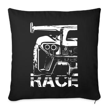 Voiture de course Racing Symbole Racing utilisé look Logo - Housse de coussin décorative 45 x 45 cm - noir - Devant