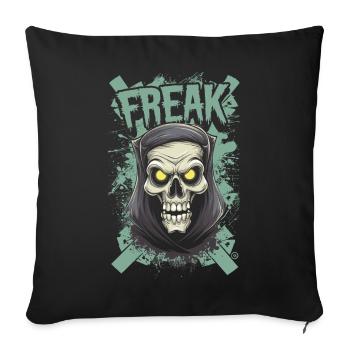 Freak - Skull, Totenkopf - Sofakissenbezug 45 x 45 cm - Schwarz - Vorne