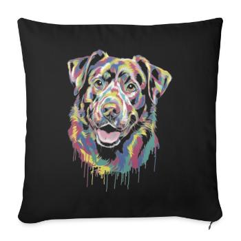 Colorful Dripping Dog - Sofa pillowcase 17,3'' x 17,3'' (45 x 45 cm) - black - Front