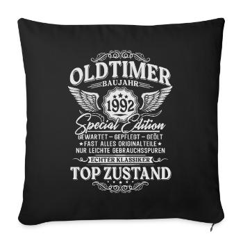 Oldtimer Baujahr 1992 Jahrgang Geburtstag Geschenk - Sofakissenbezug 45 x 45 cm - Schwarz - Vorne