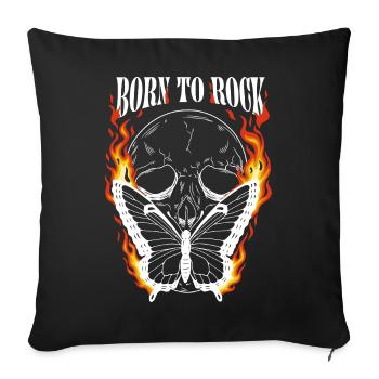 Born to Rock – Skull & Butterfly Metal Shirt - Sofa pillowcase 17,3'' x 17,3'' (45 x 45 cm) - black - Front